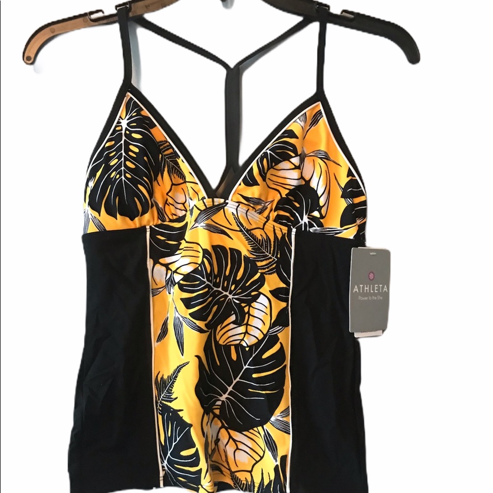 PRICE DROP! Athleta XS NWOT tankini Bali batik marigold black